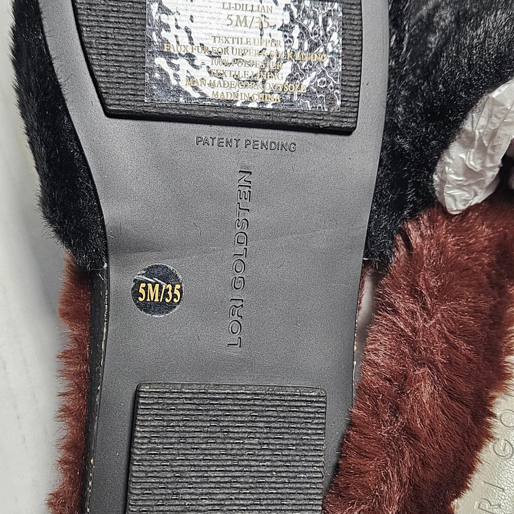 Lori Goldstein Li-Dillian Black Brown Faux Fur Slide Slippers Womens 5M 35 NEW - Picture 7 of 11